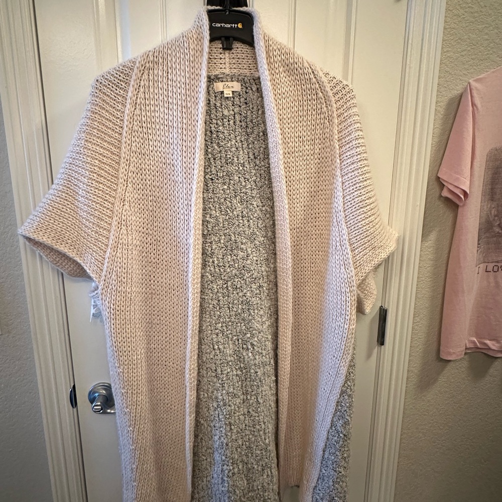 Elan Cozy Cream Open-Front Sweater Cardigan
